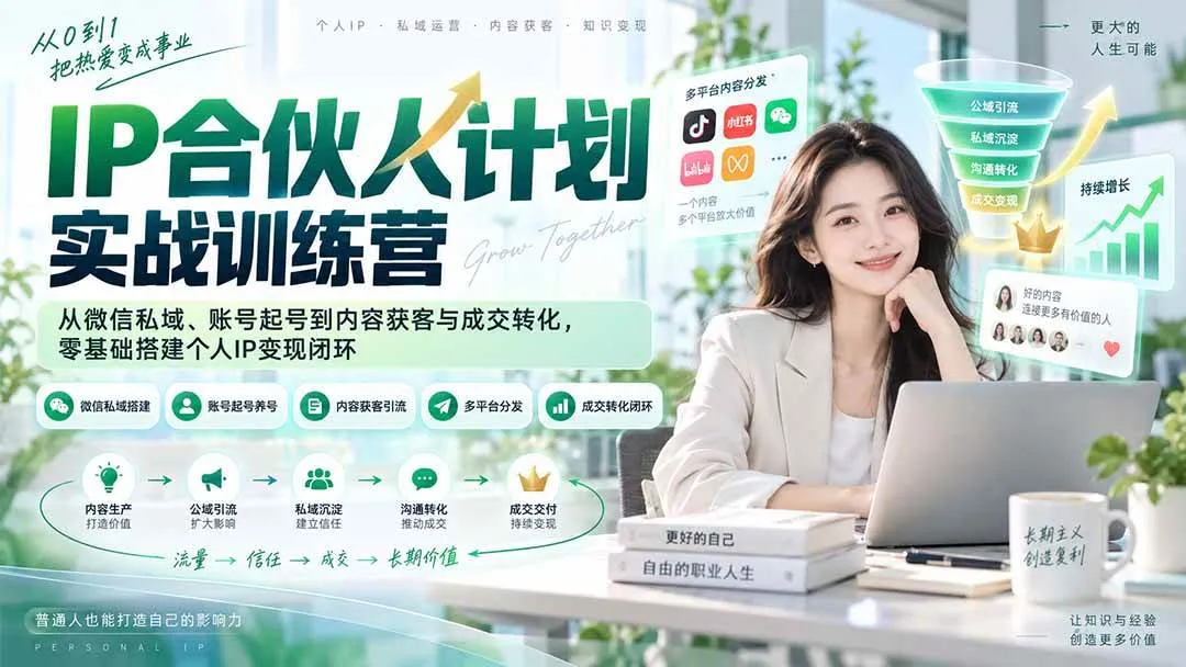 （20321期）IP合伙人计划实战训练营-更新：从微信私域、账号起号到内容获客与成交转化，零基础搭建个人IP变现闭环-海桐网创