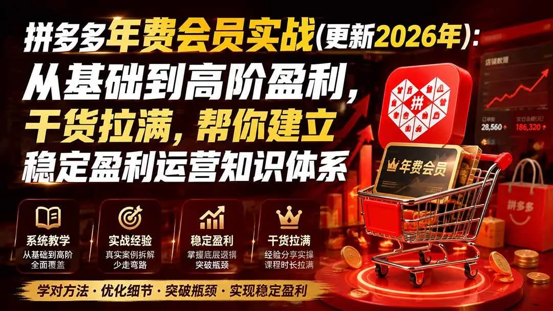 (20236期)拼多多年费会员实战(更新2026年):从基础到高阶盈利,干货拉满,帮你建立稳定盈利运营知识体系-海桐网创