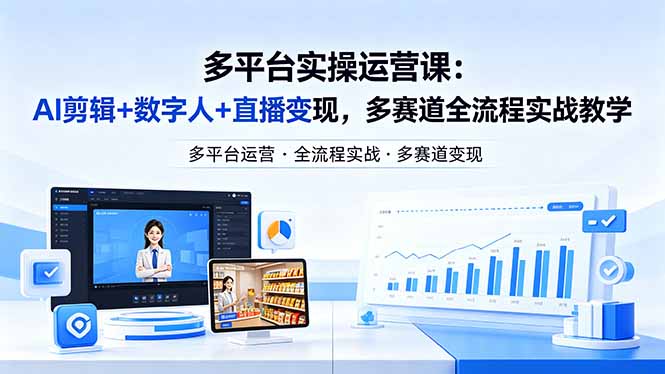 某团队多平台实操运营课-更新26年4月29：AI剪辑+数字人+直播变现，多赛道全流程实战教学-云网创