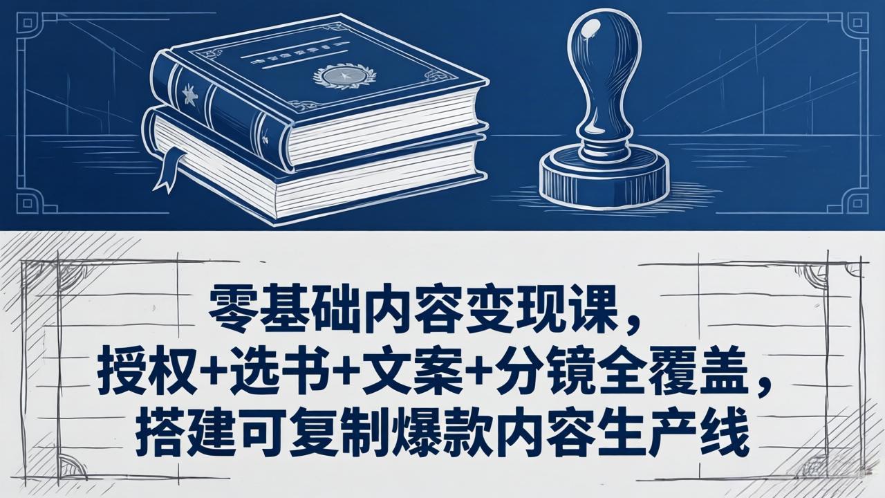 零基础内容变现课,授权+选书+文案+分镜全覆盖,搭建可复制爆款内容生产线-云网创