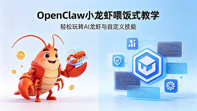 不用懂技术!OpenClaw小龙虾喂饭式教学,轻松玩转AI龙虾与自定义技能-云网创