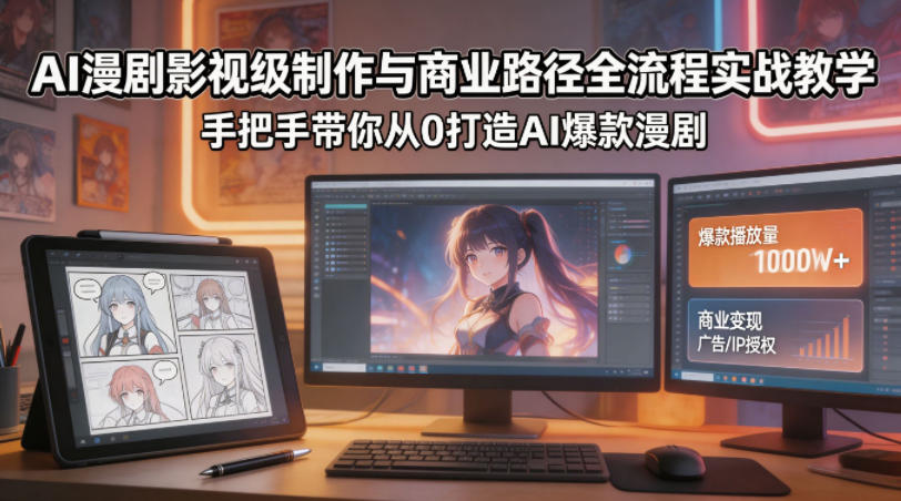 AI漫剧影视级制作与商业路径全流程实战教学，手带你从0打造AI爆款漫剧-云网创