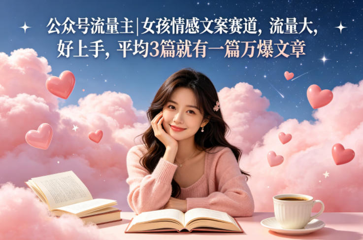 公众号流量主女孩情感文案赛道，流量大，好上手，平均3篇就有一篇万爆文章-云网创