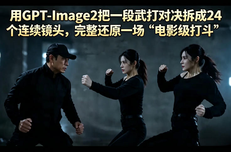 用GPT-Image2把一段武打对决拆成24个连续镜头,完整还原一场“电影级打斗”-云网创