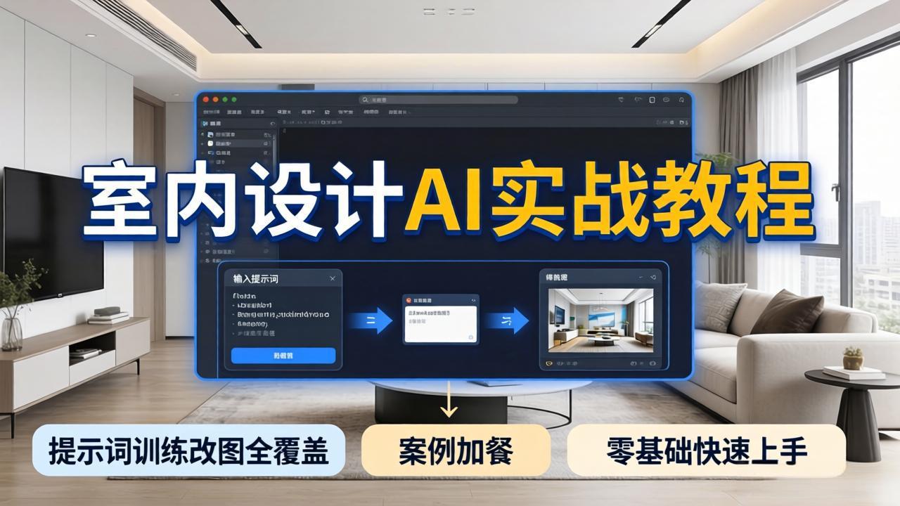 2026室内设计AI实战教程,提示词训练改图全覆盖,搭配案例加餐,零基础也能快速上手-云网创