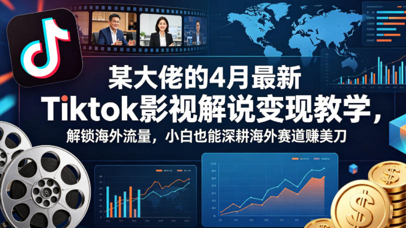 某大佬的4月最新Tiktok影视解说变现教学,解锁海外流量,小白也能深耕海外赛道賺美刀-云网创