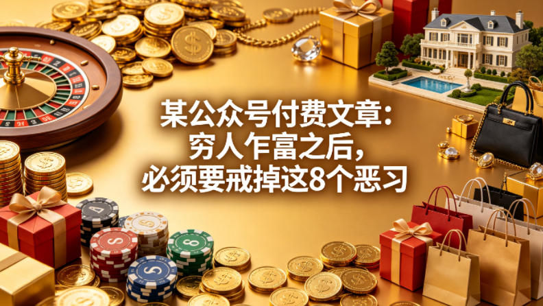 某公众号付费文章:穷人乍富之后,必须要戒掉这8个恶习-云网创