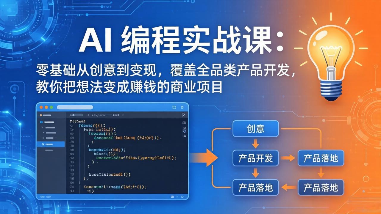 AI编程实战课-第三期-5月3更新:零基础从创意到变现,覆盖全品类产品开发,把想法变成赚钱项目-云网创