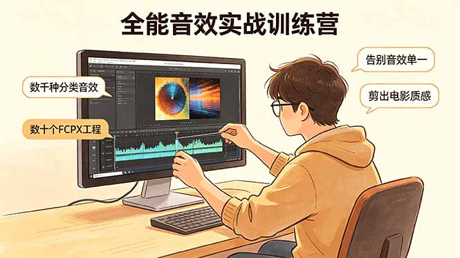 全能音效实战训练营:数千种分类音效+数十个FCPX工程,告别音效单一,剪出电影质感-云网创