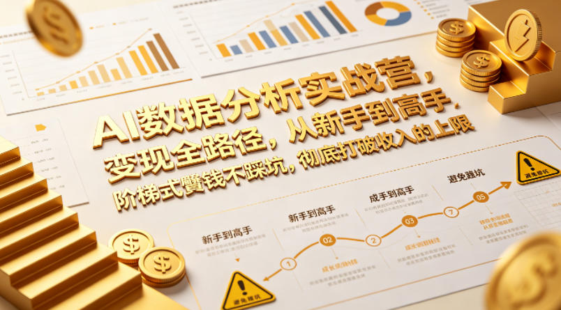 AI数据分析实战营,变现全路径,从新手到高手,阶梯式賺钱不踩坑,彻底打破收入的上限-云网创