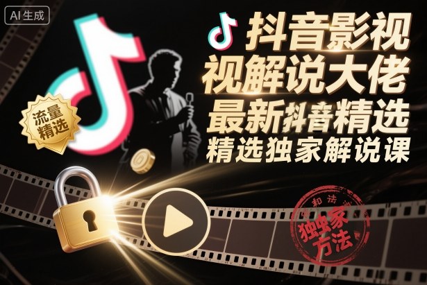 抖音影视解说大佬最新抖音进精选和独家方法，精选独家解说课(更新26年3月)-云网创