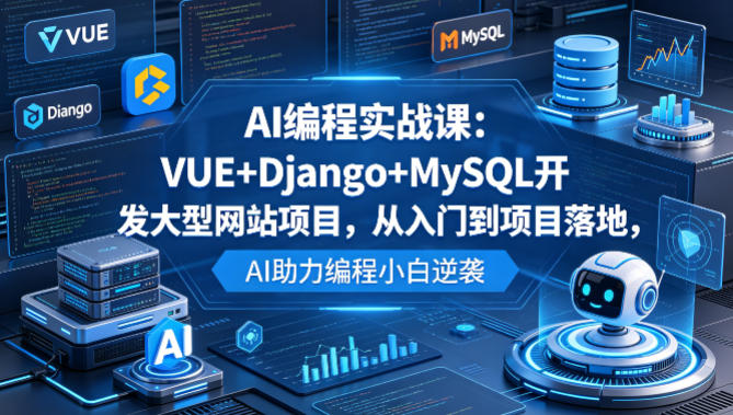 AI编程实战课:VUE+Django+MySQL开发大型网站项目,从入门到项目落地,AI助力编程小白逆袭-云网创