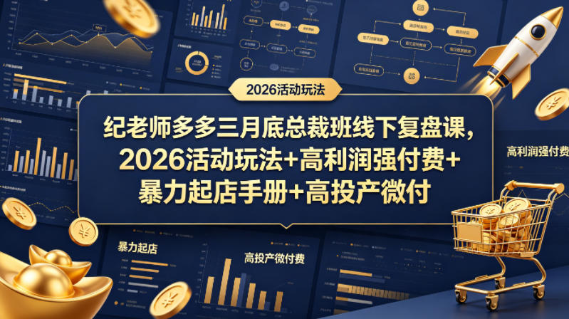 纪老师多多三月底总裁班线下复盘课,2026活动玩法+高利润强付费+暴力起店手册+高投产微付费-云网创