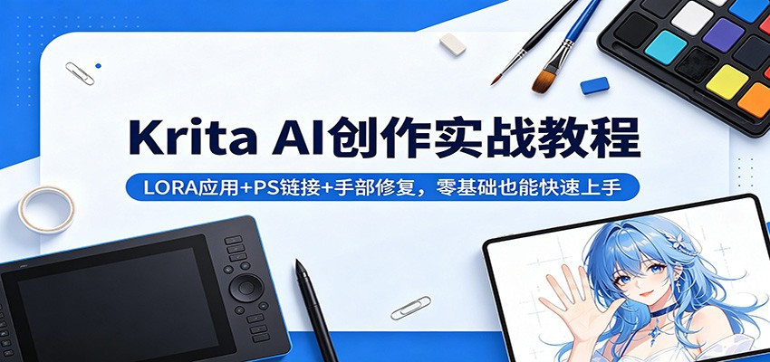 Krita AI创作实战教程:LORA应用+PS链接+手部修复,零基础也能快速上手-云网创