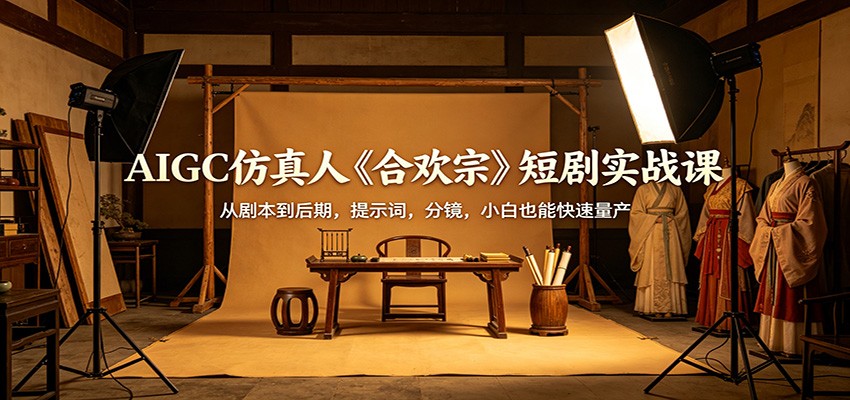 AIGC仿真人《合欢宗》短剧实战课：从剧本到后期，提示词，分镜，小白也能快速量产-云网创