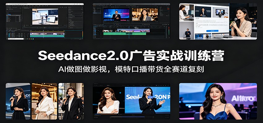 Seedance2.0广告实战训练营：AI做图做影视，模特口播带货全赛道复刻-云网创