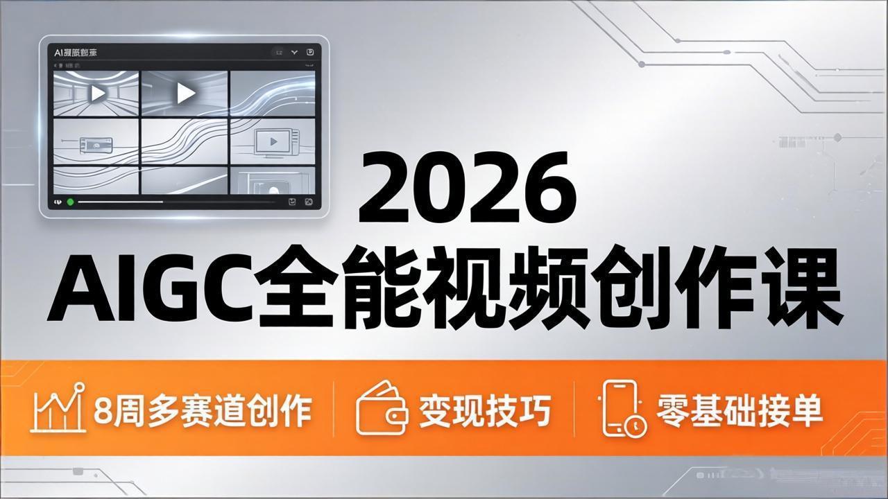 2026AIGC全能视频创作课，8周吃透多赛道创作+变现，零基础也能高效出片接单-云网创