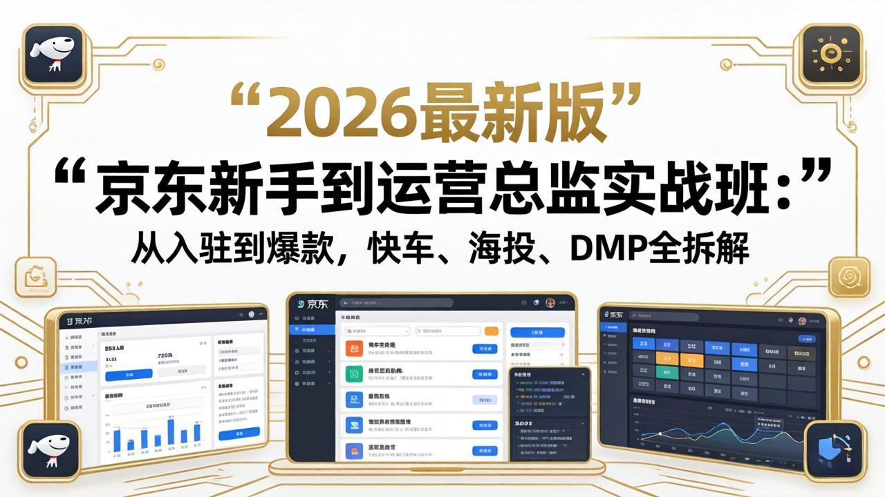 京东新手到运营总监实战班：从入驻到爆款，快车、海投、DMP全拆解，2026最新版-云网创