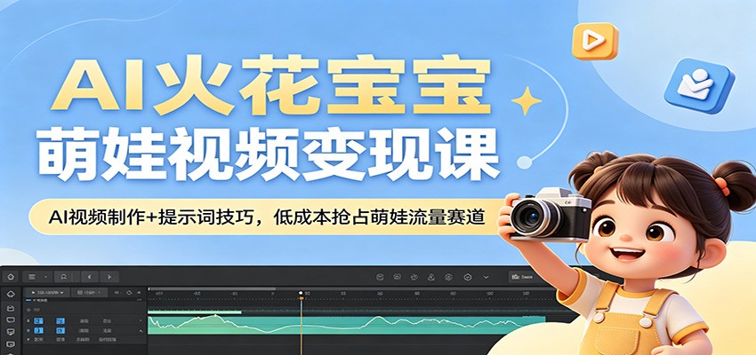 AI火花宝宝萌娃视频变现课：AI视频制作+提示词技巧，低成本抢占萌娃流量赛道-云网创