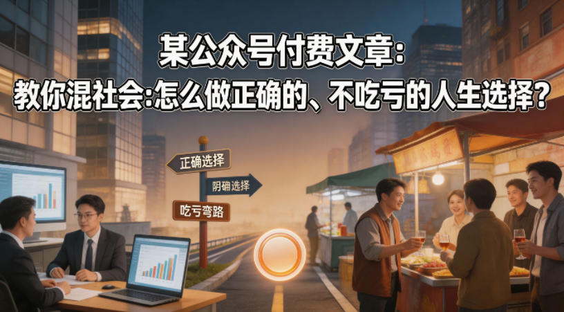 某公众号付费文章:教你混社会:怎么做正确的、不吃亏的人生选择?-云网创