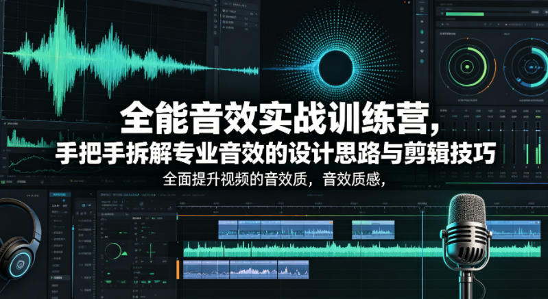 全能音效实战训练营,手把手拆解专业音效的设计思路与剪辑技巧,全面提升视频的音效质感-云网创