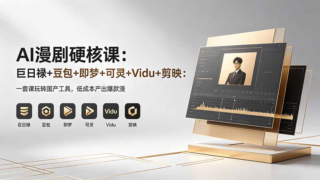 AI漫剧硬核课:巨日禄+豆包+即梦+可灵+Vidu+剪映:一套课玩转国产工具,低成本产出爆款漫剧-云网创