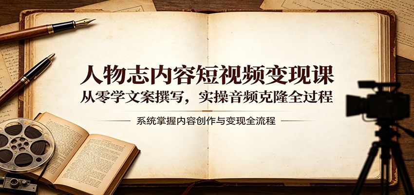 人物志内容短视频变现课:从零学文案撰写,实操音频克隆全过程-云网创
