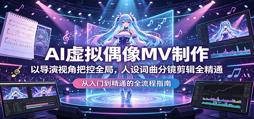 AI虚拟偶像MV制作：以导演视角把控全局，人设词曲分镜剪辑全精通-云网创