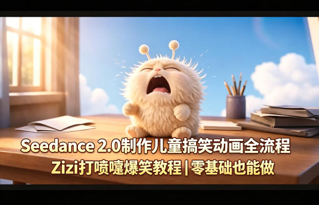 Seedance 2.0制作儿童搞笑动画全流程Zizi打喷嚏爆笑教程|零基础也能做-云网创