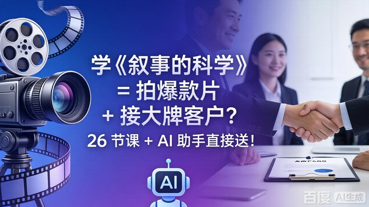 学《叙事的科学》= 拍爆款片 + 接大牌客户?26 节课 + AI 助手直接送!-云网创