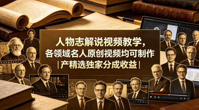 人物志解说视频教学，各领域名人原创视频均可制作丨精选独家分成收益(更新0430)-云网创
