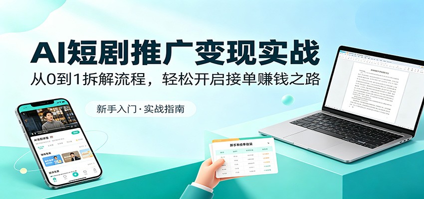 AI短剧推广变现实战：从0到1拆解流程，轻松开启接单赚钱之路-云网创