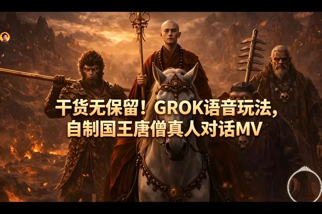干货无保留!GROK语音玩法,自制国王唐僧真人对话MV-云网创