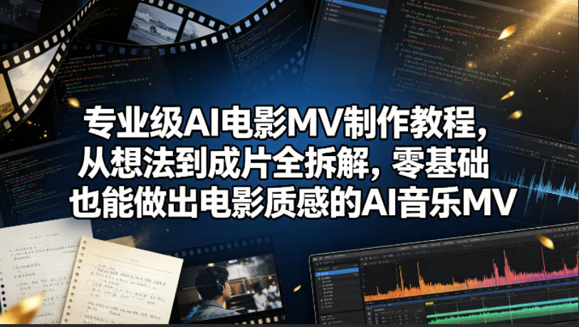 专业级AI电影MV制作教程，从想法到成片全拆解，零基础也能做出电影质感的AI音乐MV-云网创