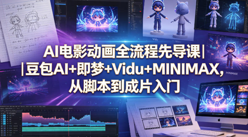AI电影动画全流程先导课｜豆包AI+即梦+Vidu+MINIMAX，从脚本到成片入门-云网创