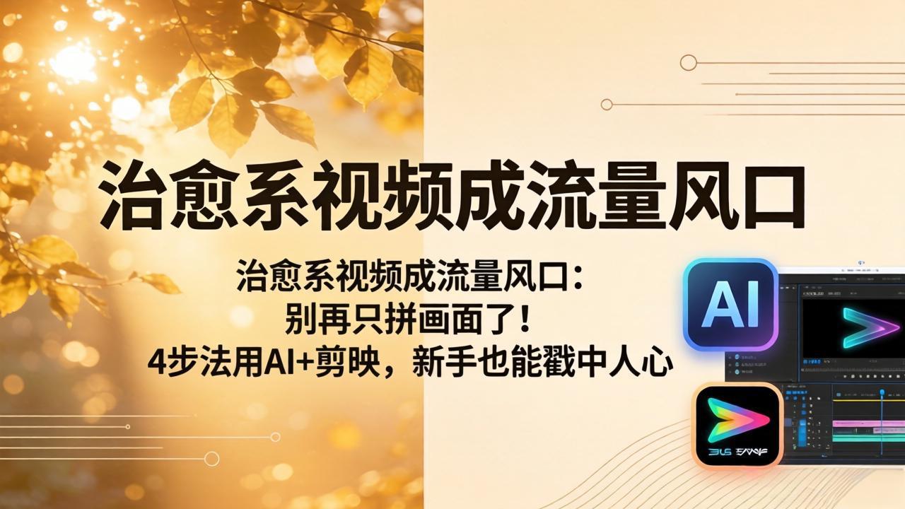 治愈系视频成流量风口:别再只拼画面了!4步法用AI+剪映,新手也能戳中人心-云网创