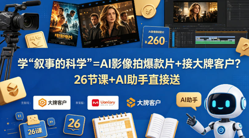 学《叙事的科学》=AI影像拍爆款片+接大牌客户？26节课+AI助手直接送【原创双语字幕】-云网创