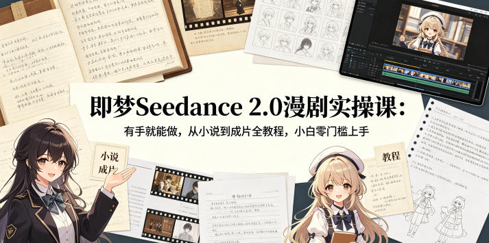 即梦Seedance 2.0漫剧实操课:有手就能做,从小说到成片全教程,小白零门槛上手-云网创