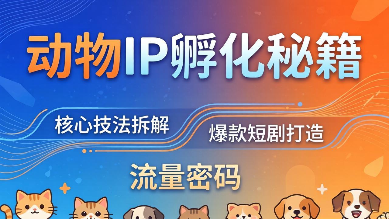 动物IP孵化全套秘籍,三大核心技法拆解,打造爆款萌宠短剧,轻松拿捏赛道流量密码-云网创