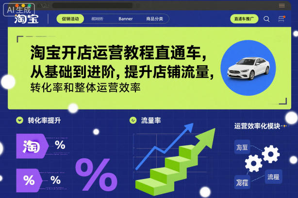 淘宝开店运营教程直通车,从基础到进阶,提升店铺流量,转化率和整体运营效率(更新26年4月20日)-云网创