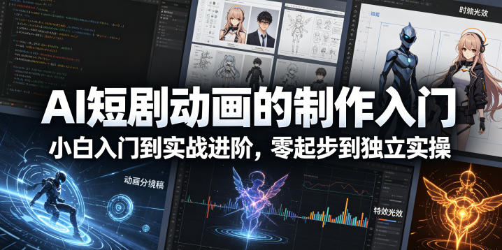 AI短剧动画的制作入门，小白入门到实战进阶，零起步到独立实操-云网创