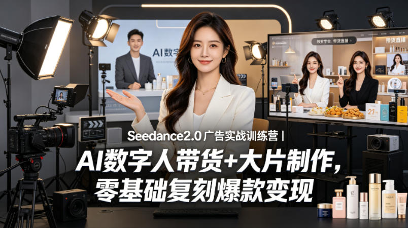 Seedance2.0广告实战训练营|AI数字人带货+大片制作,零基础复刻爆款变现-云网创