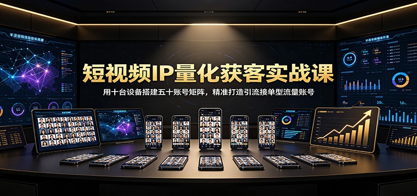短视频IP量化获客实战课：用十台设备搭建五十账号矩阵，精准打造引流接单型流量账号-云网创