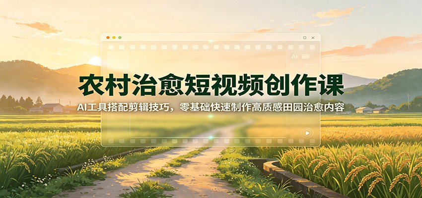 农村治愈短视频创作课：AI工具搭配剪辑技巧，零基础快速制作高质感田园治愈内容-云网创