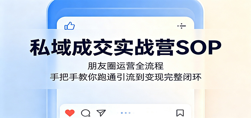 私域成交实战营SOP:朋友圈运营全流程,手把手教你跑通引流到变现完整闭环-云网创
