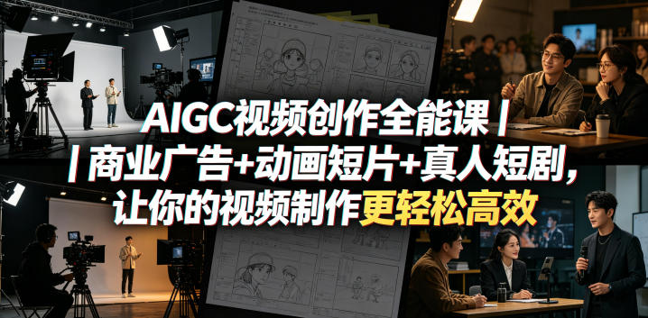 AIGC视频创作全能课｜商业广告+动画短片+真人短剧，让你的视频制作更轻松高效-云网创