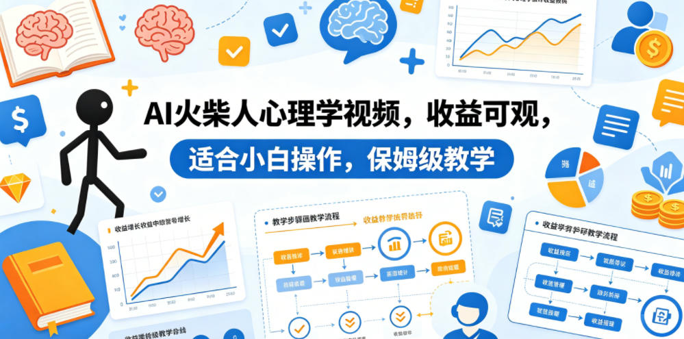 AI火柴人心理学视频,收益可观,适合小白操作,保姆级教学-云网创