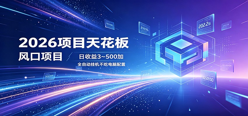 2026项目天花板,风口项目,日收益3~500+全自动挂机,不吃配置-云网创