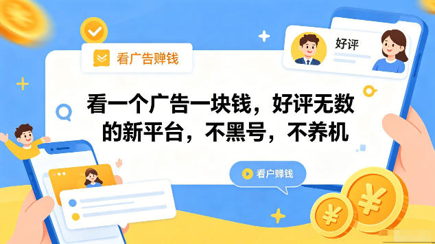 看一个广告一块钱,好评无数的新平台,不黑号,不养机,一部手机一天撸几十,可矩阵【揭秘】-云网创