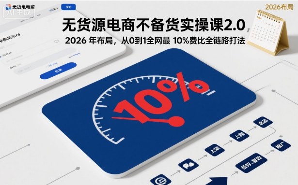 无货源电商不备货实操课2.0,2026年布局,从0到1全网最低10%费比全链路打法【更新26年5月19日】-云网创
